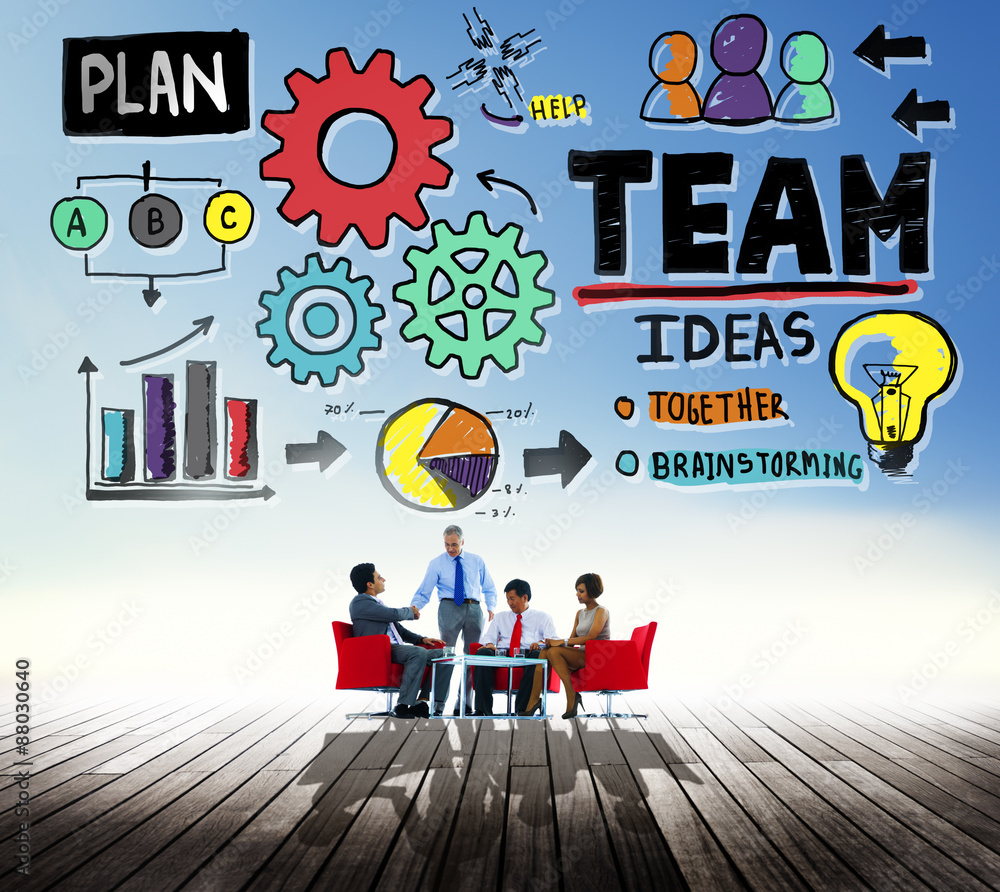 Poster teamwork team collaboration connection togetherness unity concep