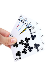 Obraz premium Hand holding Playing Cards isolated