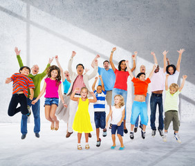 Fototapeta premium Children Celebration Jumping Ecstatic Happiness Concept