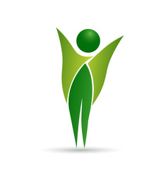 Healthy life logo vector design Eco green leaf 