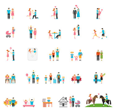 Couple and family flat figures