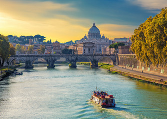 Saint Peters basilica view, Roma,  Italy. - obrazy, fototapety, plakaty
