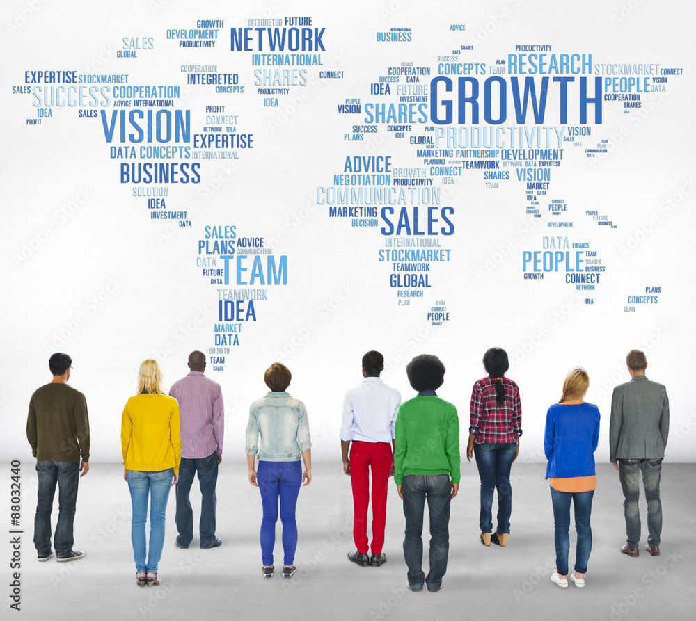 Wall mural global business people togetherness rear view growth concept - Wall murals