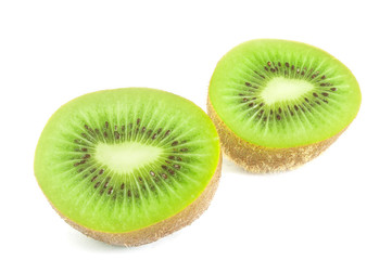 Green kiwi fruit isolated on white background 