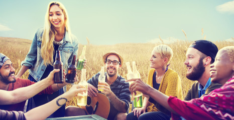Diverse People Friends Hanging Out Happiness Concept