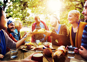 Diverse People Luncheon Outdoors Food Concept
