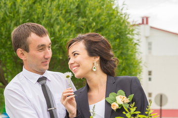 Portrait of the bride and groom