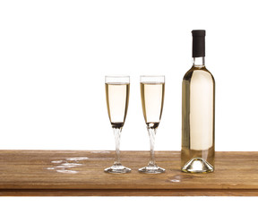 Bottle of wine and two glasses