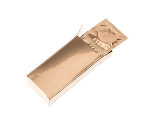 Golden condoms in box