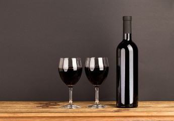 Bottle of wine and two glasses