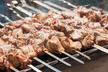 Shashlik barbecue on skewers