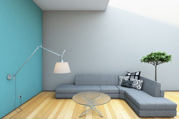 Modern Grey Sofa Lamp Interior