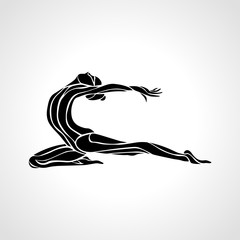 Creative silhouette of gymnastic girl. Art gymnastics dancing