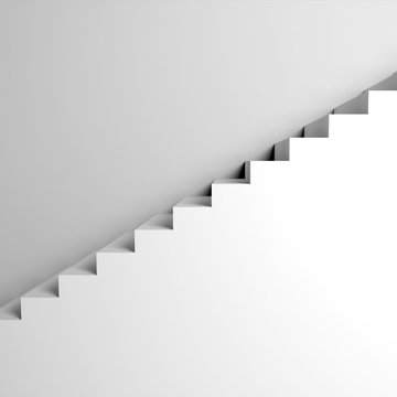 White stairs on the wall, abstract architecture