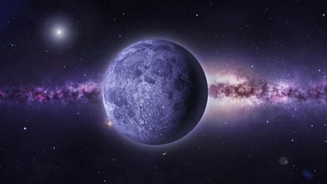 Beautiful Moon with Stars and Milky Way Galaxy. HD 1080. 25sec