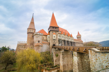 Corvinilor Castle in Hunedoara Transylvania region of Romania also called the Crovinesti Corvinestilor Huniazilor or Hunyad Castle is a neogothic fortified palace built by Iancu de Hunedoara