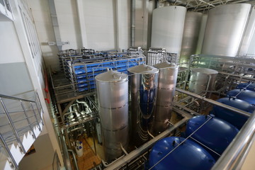 Industrial equipment in the units of the plant for the production of beer