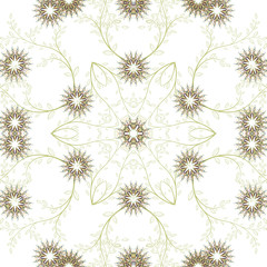 Abstract geometric flowers seamless pattern. Floral background.