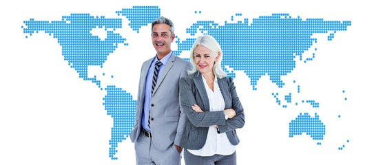 Composite image of  smiling businesswoman and man