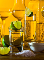 gold tequila and lime