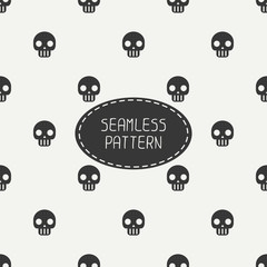 Geometric hipster seamless pattern with skulls and bones