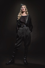 Beauty portrait of woman in military clothes