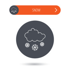 Snow icon. Snowflakes with cloud sign.