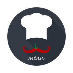 Big chef hat with mustache vector illustration.