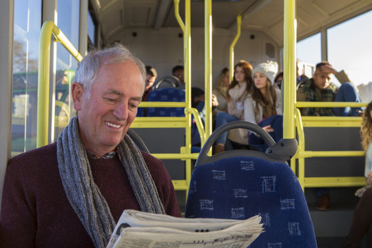 Senior man on the bus