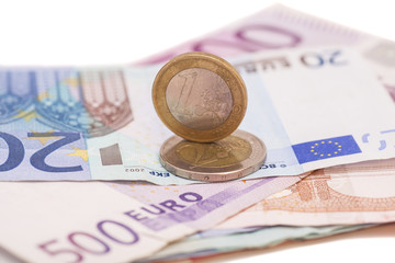 Money euro coins and banknotes