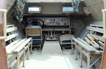 in an American military truck of World War II