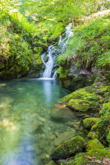 Naklejka na ściany i meble Waterfalls near the source of Zirauntza river, Alava (Spain)
