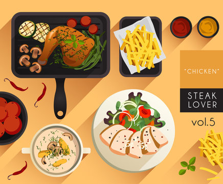 Food Illustration : Steak : Chicken