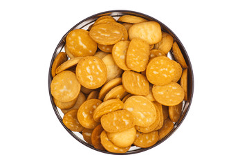 Round box with cookies isolated on white background 