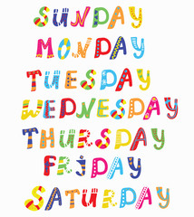 Days of the week funny banners set