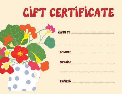 Gift Certificate Template Funny Design With Flowers