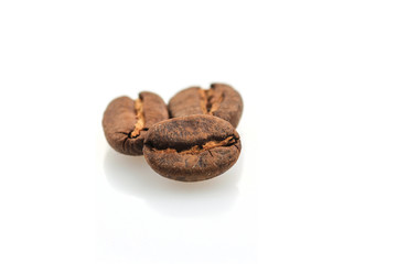 Fresh coffee beans on white Background