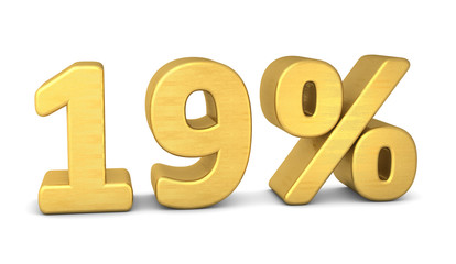 19 prozent symbol 3d gold
