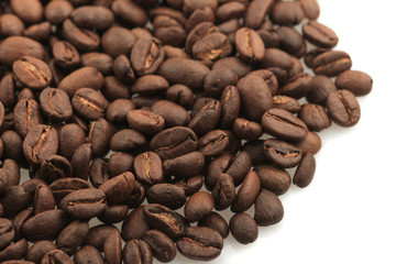 Fresh coffee beans on white Background