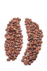 Fresh coffee beans on white Background