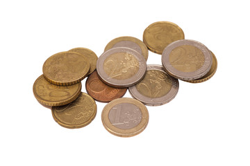 Euro coins isolated on white background