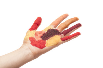 hand painted in colorful paint