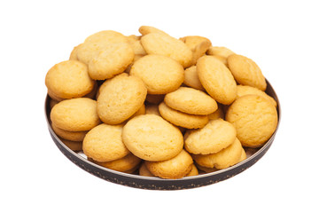 Round box with cookies isolated on white background 