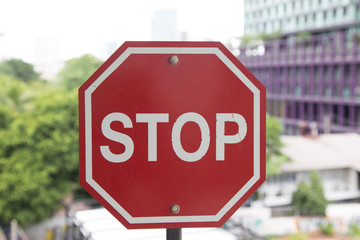 Stop Arret Sign Red