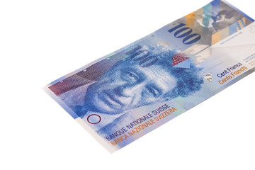 Swiss Franc note, isolated