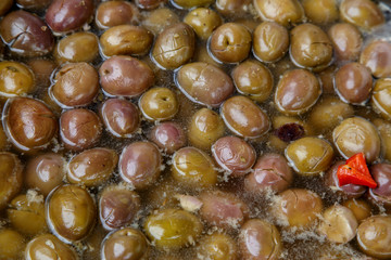 olives in conserve in a pot from marketplace
