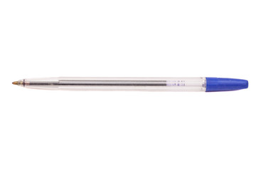 Blue Ballpoint Pen Isolated On White background 