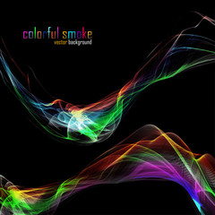 Colorful smoke isolated on black. Vector illustration. Eps 10