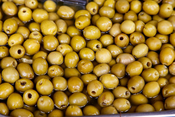 olives in conserve in a pot from marketplace