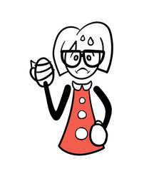 Cute cartoon with painful hand